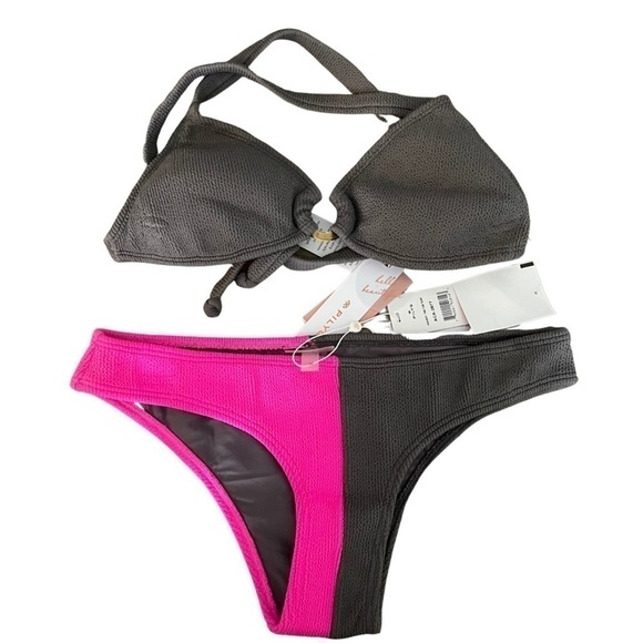 NEW PILYQ SWIM TWO-TONE TEENY BIKINI - Picture 1 of 5